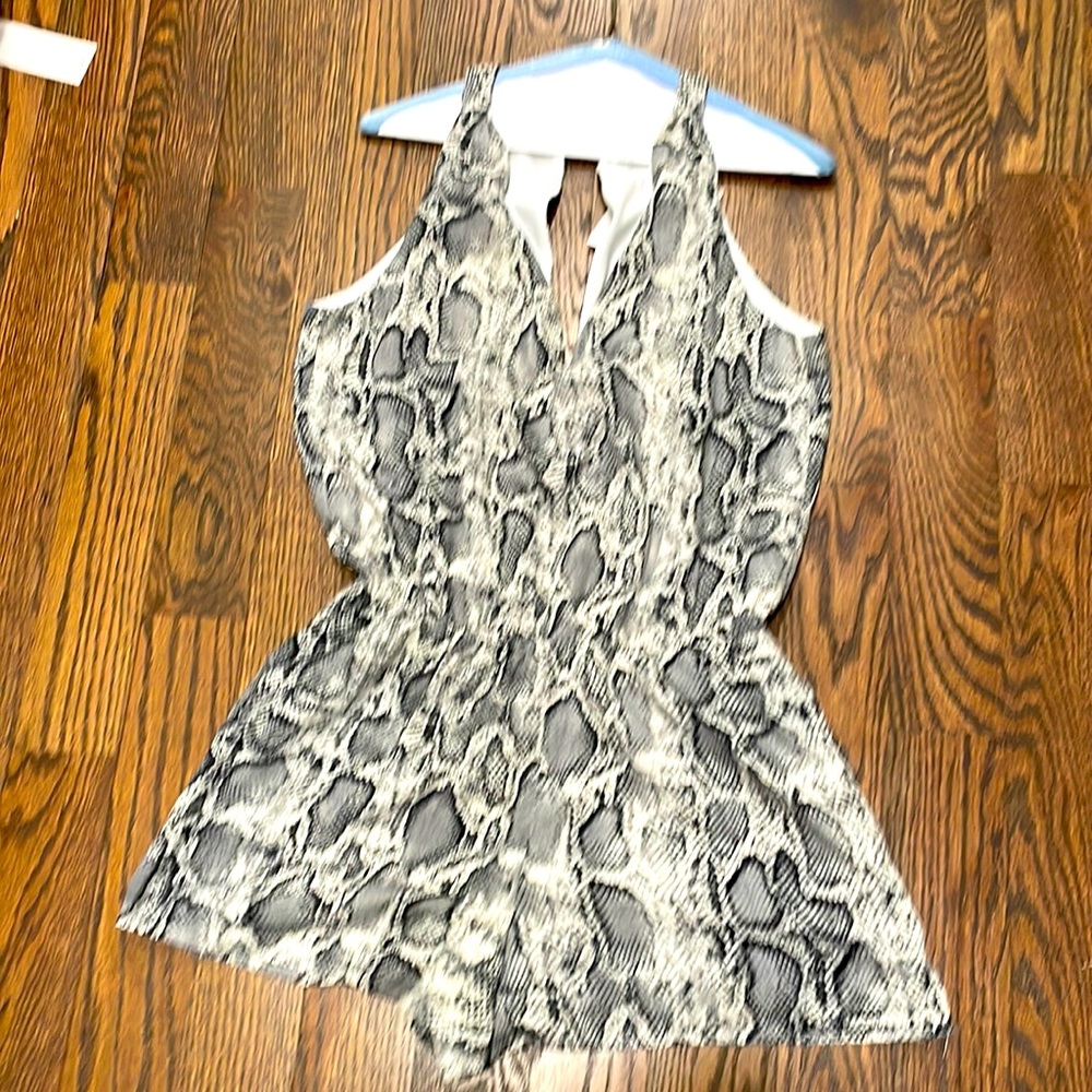 Black and white snakeskin romper NWT